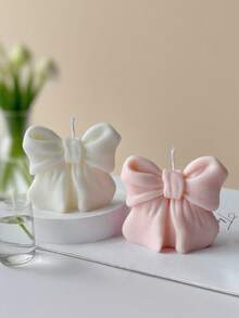1pc Romantic Ribbon Bow Shaped Mold - Heat Resistant & Easy To Clean, Suitable For Candle/Soap/Plaster, Wedding Season/Mother's Day Gift Silicone Mold, Valentine's Day Gift Silicone Mold - White - View 4