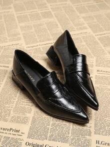 2026秋季新款尖头套脚高跟鞋，优雅简约时尚百搭女鞋，黑色、咖啡色，粗跟鞋，牛津鞋款，乐福鞋 1189-1