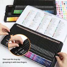 Mobee Nowość na rynku P-3510 Zestaw kredek ołówkowych na bazie oleju 120/72/48 kolorów Premium Miękki rdzeń Rozpuszczalne w wodzie kredki do ilustracji artystycznych Cieniowanie Projektowanie Pudełko blaszane na prezent Łatwe przenoszenie Dobra jakość wykonania