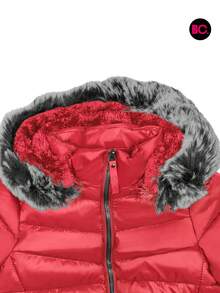 Big City Chamarra Básica Niña Acolchada Afelpado Interno Casual Moda Con Gorro - Fucsia - Ver 6
