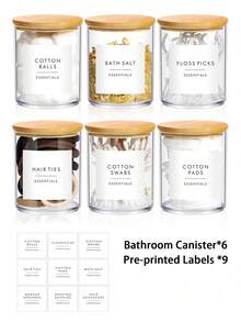 1/2/3/4/6件装棉签收纳盒，带竹盖，圆形棉签收纳架，适用于浴室配件收纳，农舍浴室装饰，波西米亚风格浴室装饰 - 彩色 - 查看 9