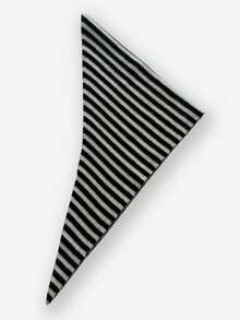 欧洲设计师针织条纹小三角围巾，女士保暖条纹围脖头巾，街头时尚头巾，可爱女孩小三角围巾，秋冬连衣裙搭配 - 彩色 - 查看 15