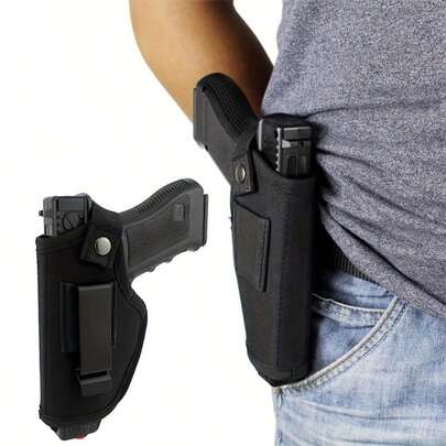 Black Universal Gun Holster With Mag Pouch, Concealed Carry IWB/OWB Holster For Pistols, Right & Left Hand Draw, Fits Men And Women