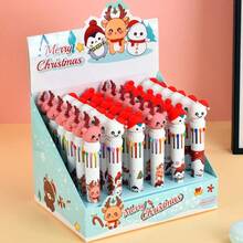 Christmas Snowman Cute Winter Cute Creatures With Christmas Elements Press Ten Color Ballpoint Pen Cartoon Account Pen Winter New Year Gift Christmas Gift, New Year Gift [Color Pattern Random]