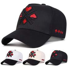 1Piece Men Poker Embroidered Patchwork Five-Sided Baseball Cap Outdoor Adjustable Sunscreen Leisure Hat Spring Autumn Travel Tourism Beach Vacation - 彩色 - 查看 1