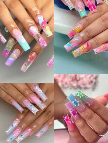 2 pezzi Adesivi per unghie a fiori colorati, decalcomanie per unghie a ibisco 3D autoadesive con motivo a fiori rossi e blu, design per unghie all'ibisco estivo, accessori per manicure tropicali per donne e ragazze