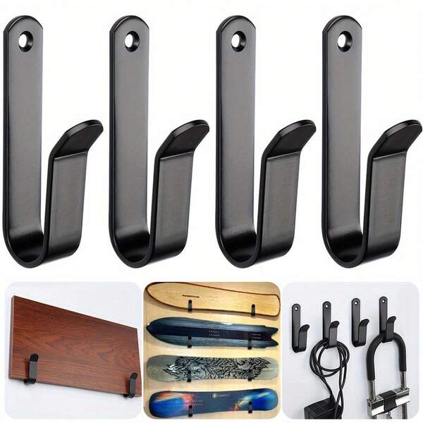 2 Pieces Of Black Metal Ski Board Wall Hooks, Heavy-Duty Ski Board Storage And Display Racks, Can Stably Hang Ski Boards, Are Easy To Install And Save Space, Suitable For Storing Ski Boards, Snowboards, Surfboards, Longboards And Skateboards, Suitable For Home Garage Organization, Ski Store Display And Winter Sports Equipment Storage