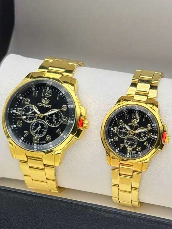 1pc Luxury Business Stainless Steel Quartz Watch, Classic Business Three-Eye Large Dial Quartz Watch