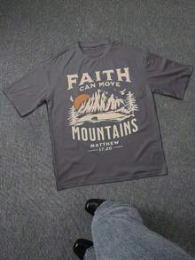 T-Shirt "Faith Can Move Mountains" PAYEAH 100% Heavy Cotton - Men's Casual Cotton Short Sleeve T-Shirt - Basic Summer T-Shirt For Men (S-XXXL) - Cotton, Vintage, Cotton, Cotton Shirts, Graphic T-Shirts, Romwe, Funny T-Shirts, Graphic T-Shirts, Western, White Graphic T-Shirts