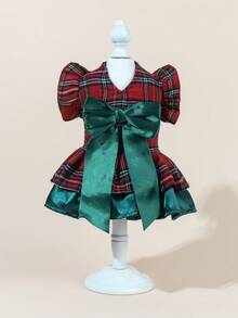 Bộ 1 váy voan cho thú cưng kèm nơ, váy cưới in họa tiết dễ thương cho thú cưng, váy công chúa lưới co giãn cho chó và mèo. - Nhiều màu - Xem 1