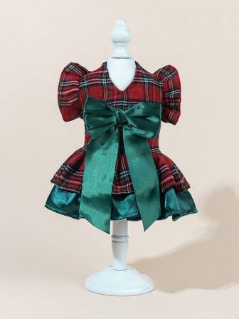 1 Set Pet Tulle Dress With Bow Tie, Cute Fashion Printed Dress + Bow Tie Pet Costume, Elastic Mesh Princess Pet Dress For Dogs & Cats