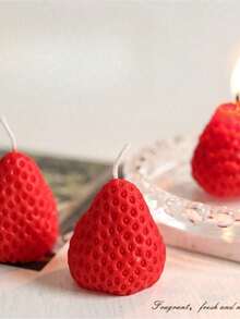 60pcs Soy Wax Strawberry Scented Candles, Cute Creative Handmade Candles, Ideal For Birthday, Meditation, Stress Relief, Bathing, Party Decoration, Birthday Gifts, Holiday Decor