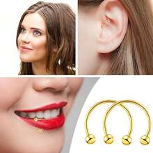 16pcs Stainless Steel C-Shape Nose Stud With Ball, Pointed Nose Hoop, European & American Style Nose, Eyebrow, Ear Cartilage, Lip Piercing Jewelry Set, Minimalist Design - Nose Ring - View 6