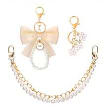 Bộ 3 móc khóa và mặt dây chuyền túi xách bằng kim loại sang trọng - Móc khóa túi xách thanh lịch với điểm nhấn ngọc trai và phần cứng tông vàng dành cho ví nữ, túi xách tay, túi đeo chéo và túi đeo vai, phụ kiện ví | Móc khóa túi xách thanh lịch | Móc khóa túi xách sang trọng - Nhiều màu - Xem 3