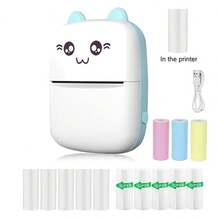 迷你贴纸打印机，带迷你打印纸卷的便携式热敏打印机，兼容 iOS 和 Android 的无墨打印机，可自由裁剪的小型袖珍打印机，可用于记录笔记、图片、标签、备忘录，是送给家人和朋友的绝佳礼物