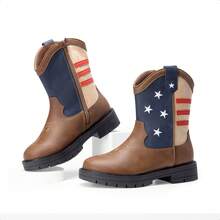 Kids Western Cowboy Boots - Mid Calf Riding Boots With Side Zipper For Boys & Girls (Toddler/Little Kid/Big Kid) - 藏蓝色 - 查看 5