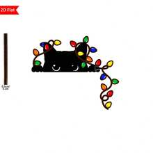 1pc Christmas Cat Door Corner Sign, Cat Door Topper, Cat With Christmas Lights, Christmas Corner Decor, Christmas Family Gift, Festive Wall Accents For Indoor, Living Room, Bedroom, Office, Ideal For Holiday Gifts And Seasonal Decor