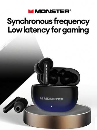  MONSTER Aura-Fit-XT02 Elegant Bluetooth Earphones With ANC Noise Cancellation, High-Definition Calls, 3 Noise Cancellation Modes, High-Quality Music & Gaming, Low Latency, Comfortable Fit For Sports, Running, Daily Use, Compatible With Smartphones & Computers