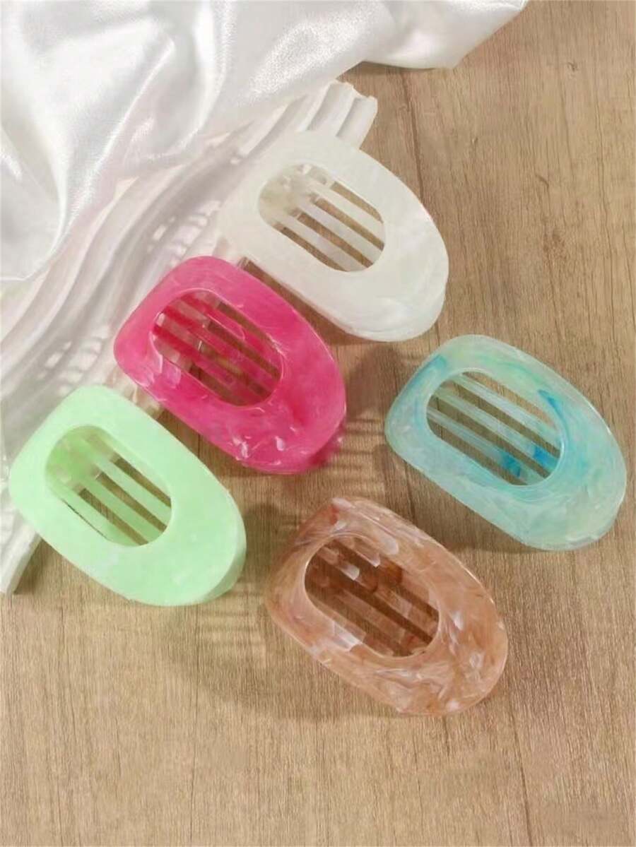 5Pcs Fashionable And Simple Flat Alligator Hair Clip, Women's Back Of The Head For Daily Leisure, Braided Hair Clip, Versatile And High-End Hair Accessories For Going Out, Mother's Day, Proud Month, Back To School Season, Thanksgiving, Christmas, Carnival, Holiday Gifts, Claw Clips, Hair Claws, Clips For Hair, Hair Slide, Hair Barrettes