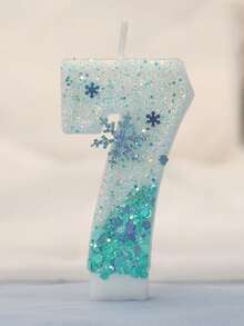 1 Pc Birthday Number Candle, Blue Snowflake Birthday Candle Cake, Candle Cake Decoration, Suitable For Anniversary Celebration Items - Multicolor - View 14