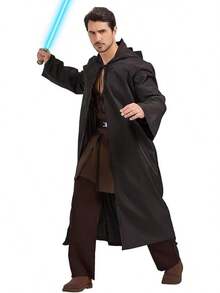 Disfraz de Anakin para adultos, túnica con capucha y bata, atuendo de Halloween para cosplay - Café - Ver 4