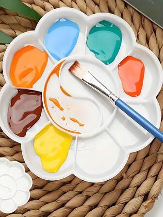 20pcs Disposable Painting Palettes - Floral Pattern Painting Trays, Pastel Colors, No Washing Required, Stackable Portable Design, Suitable For Watercolor, Acrylic, Gouache, Oil Painting - For Classroom, Home, Professional Studio Use - Lightweight Space-Saving, Art Supply Storage, Plum Blossom Pattern Trays