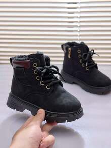 1 Pair Kids Boots, Boys Girls Fashion Boots 2025 Winter New Warm Thermal Lining British Style Toddler Kids Boots