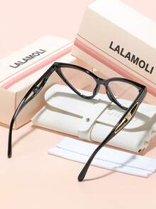 LALAMOLI LALAMOLI Katzenauge Vollrahmen Klarglas, Perlenverzierung an den Bügeln, geeignet für den täglichen Gebrauch und als Geschenk