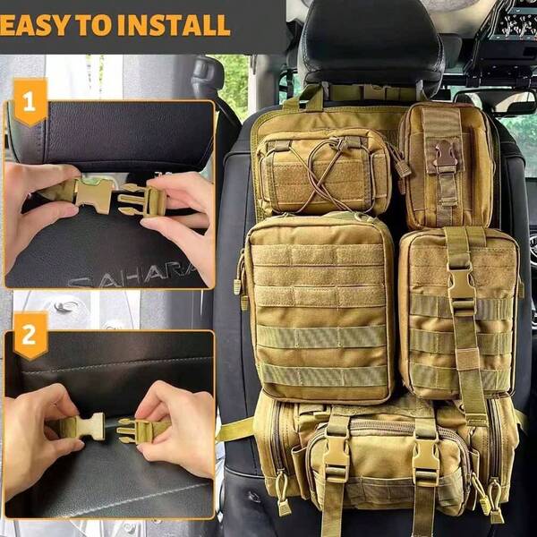 1PC 6-In-1 Car Backseat Tactical Storage Bag, Multifunctional Large Capacity Combination Storage Hanging Bag