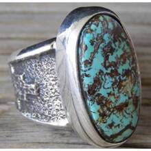 Antique-Style Simulated Turquoise Women's Vintage Ring, Elegant Retro Style Suitable For Daily Wear, Dating Dinners, Banquet Attendance, Holiday Gifts, Gifts For Girlfriends - Bạc - Xem 6