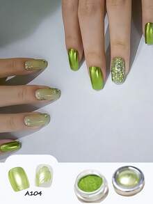 1/6 片金色高光金属钛粉美甲魔镜粉镜面金银色钛粉电镀金属闪光粉，Y2k 指甲，圣诞指甲，法式尖头指甲，万圣节指甲，绿色指甲，金色美甲 - 彩色 - 查看 22