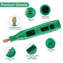 1 set di utensili rotanti wireless verdi con 105 pezzi di accessori - mini smerigliatrice ideale per incisione, taglio, foratura, lucidatura, pulizia, artigianato e progetti fai-da-te