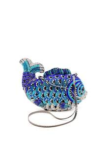 Elegant Crystal Evening Clutch, Rhinestone Party Purse, Super Mini Size Diamond Bag,Mini Fish Clutch Purses Sparkling Handbags,Best Gifts With Box - Blue - View 13