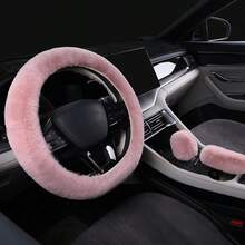 3/6pcs Winter Rabbit Plush Car Steering Wheel Cover Elastic Handle Cover Hand Brake Gear Set Car Accessories Interior - Multicolor - View 25