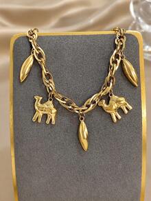 1Pc Plated Stainless Steel Camel Animal Charm Bracelet For Women, Vintage Bohemian Travel Theme Jewelry Gift For Birthday Anniversary Halloween Gift For Anniversary Valentine's Day, Mom Gift, Christmas Thanksgiving Daily Party Gifts For Girlfriend Wife