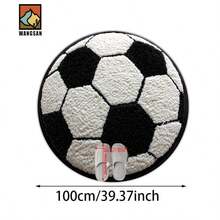 1pc/10pcs 2D Football Bathroom Anti-Slip Mat, Flannel Material, Round Floor Mat, Plush Decoration, Suitable For Bathroom, Door, Kitchen, Living Room And Other Occasions, Machine Washable, Non-Slip, Christmas Decoration, Gift Choice
