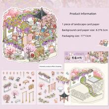 1 peça/6 peças Adesivos Criativos de Paisagem 3D, Decalques de Cena Temática