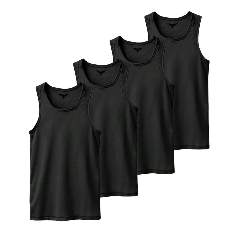 Kit 04 Men's Dry Fit Sports Fitness Tank Top Quick Dry Gym Training Breathable - 黑色 - 查看 1