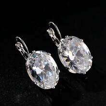 زوج من أقراط النحاس والزجاج البيضاوية الأنيقة، بطراز كوري/ياباني