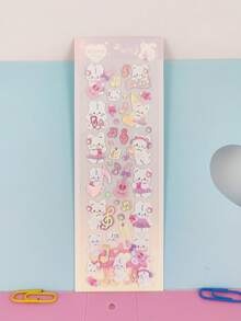 1张可爱兔子系列贴纸，彩虹兔子配金属闪粉，适合韩流粉丝、日记装饰和日常使用。 - 彩色 - 查看 6