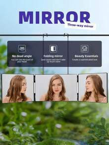 Espelho Triplo - Vidro Genuíno | Espelho Triplo para Cortes e Penteados | Ferramenta de Corte de Cabelo DIY para Aparar, Cortar ou Raspar a Cabeça e a Nuca em Casa | Ajustável, Portátil, Penteado Sem Esforço - Espelho de Maquiagem Triplo Multifuncional, Adequado para Homens e Mulheres - Perfeito para Maquiagem, Penteados, Edição Preta | Design Mãos Livres | Barato | Ótimo para Presentear | Maquiagem | Ferramentas de Maquiagem | Presentes Baratos | Presentes para Mulheres | Presentes de Natal