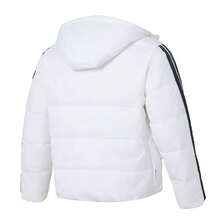 Adidas 男士棉质填充 ESS 3S P D HD J 连帽羽绒服，短款，舒适连帽外套，羽绒含量：80%