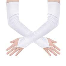 1 双女士缎面无指手套，适合歌剧、正式活动、婚礼