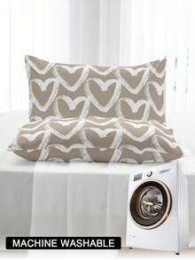1pc/2pcs/4pcs Black And White Heart Pattern Pillow Cover Set (Pillow Inner Not Included), Soft & Comfortable, Suitable For All Seasons