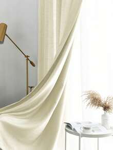 1 buah/2 buah Tirai Berbahan Linen - Tipis, Lubang Grommet di Bagian Atas untuk Memudahkan Pemasangan, Cocok untuk Dekorasi Ruang Tamu dan Kamar Tidur - Krem - View 5