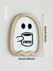 2pcs Halloween Ghost Coffee Maker Wooden Decor, Cute Ghost Design Decorative Wall Hanging, Perfect For Coffee Lovers, Halloween Kitchen Accessories, Suitable For Home, Coffee Shop And Wall Decoration Home Decor Halloween Decor Room Decor