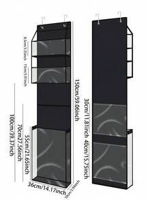 1pc Christmas Hanging Gift Bag, Black Gift Wrapping Organizer Bag With Handle And Hook, Foldable Non-Woven Fabric Gift Wrap Storage Bag, Christmas Floral Wrapping Paper Container, Thanksgiving & Christmas Holiday Wrapping Paper Organizer Bag, Suitable For Various Sizes Of Wrapping Paper - Black - View 3