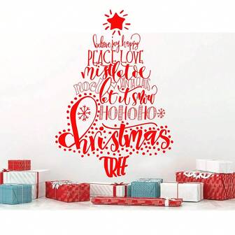 40x57cm Merry Christmas Minimalist Holiday Decor Wall Sticker For Living Room & Bedroom