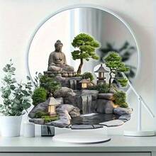 2D 平面波西米亚水晶喷泉带底座 - 雄伟的佛陀冥想设计，家居装饰牌匾，精湛的工艺，办公室装饰品，新年和圣诞节的理想礼物 | 2D 平面 0.3 厘米厚度 - 彩色 - 查看 10