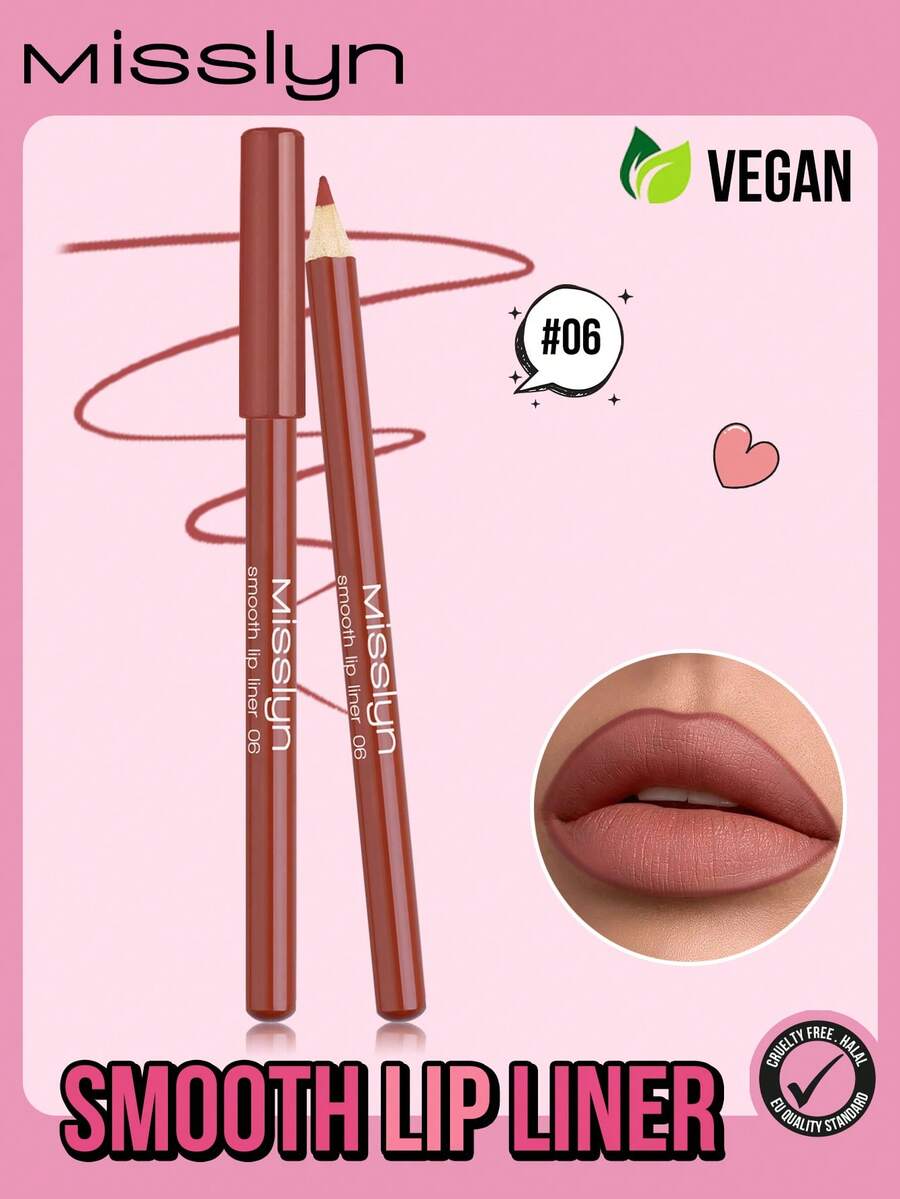 Misslyn Smooth Lip Liner Pencil, Long-Lasting Color, Intense Lip Color, Glides On Smoothly, Lip Liner, Natural Makeup Effect, High Color Payoff, Soft Pencil Core, Long-Lasting Smooth, Ultra-Matte Lip Liner Pencil, Brand Cosmetics, Facial Makeup Products, Suitable For Women And Girls, Winter Essential, Y2K Style, Fashion Versatile, Great Birthday Gift, Valentine's Day Gift, Party Essential, New Year Gift, Best Colors, Cruelty-Free And Vegan